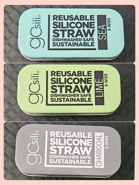 Reusable Silicone Straw Set - Sea, Lime, Charcoal